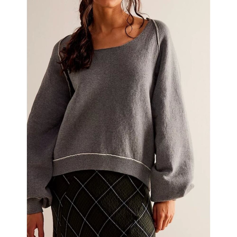 Free People We The Free Midnight Grey Pullover Sweatshirt Women's Size Med